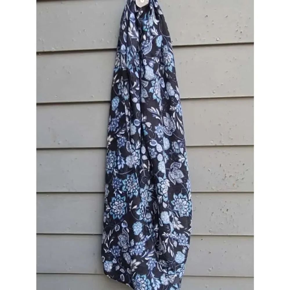J Jill Blue Floral Infinity Scarf 100% Polyester